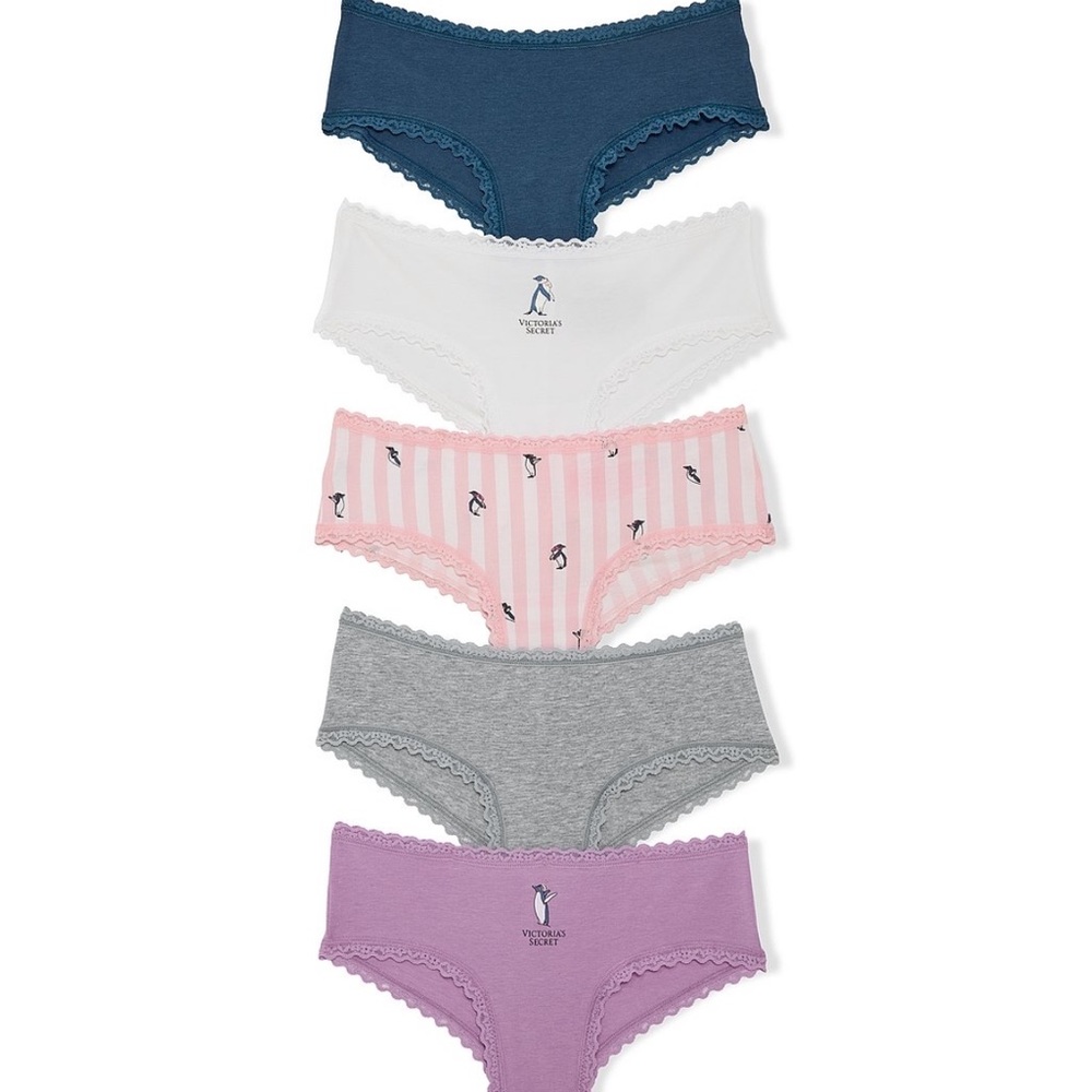 Victoria's Secret Penguin Print Panty Set - Blue, White, Pink, Gray, Purple
